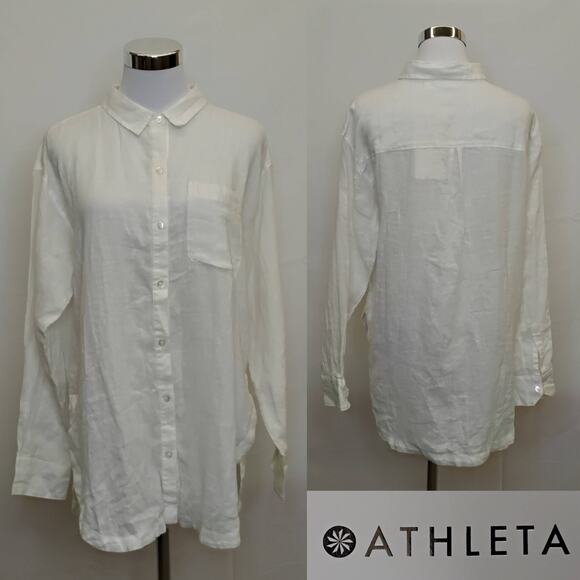 Athleta Tops - Athleta Linen Long and Lean Shirt Women's M White NWT #J5329